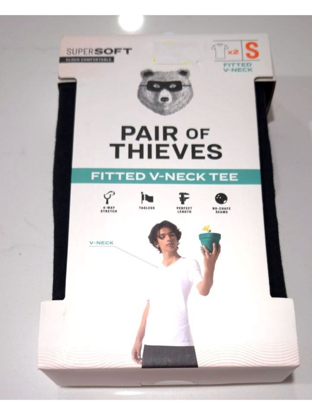 Pair of Thieves Black Fitted V-Neck 2pk T-Shirt Men Size Small